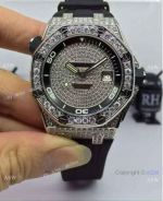 Swiss Audemars Piguet Watch Iced Out Diamond Dial Leather Watch Strap